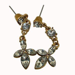 Monet Earrings Gold Tone Rhinestone Dangle, Vintage, Classic, Drop, Crystal
